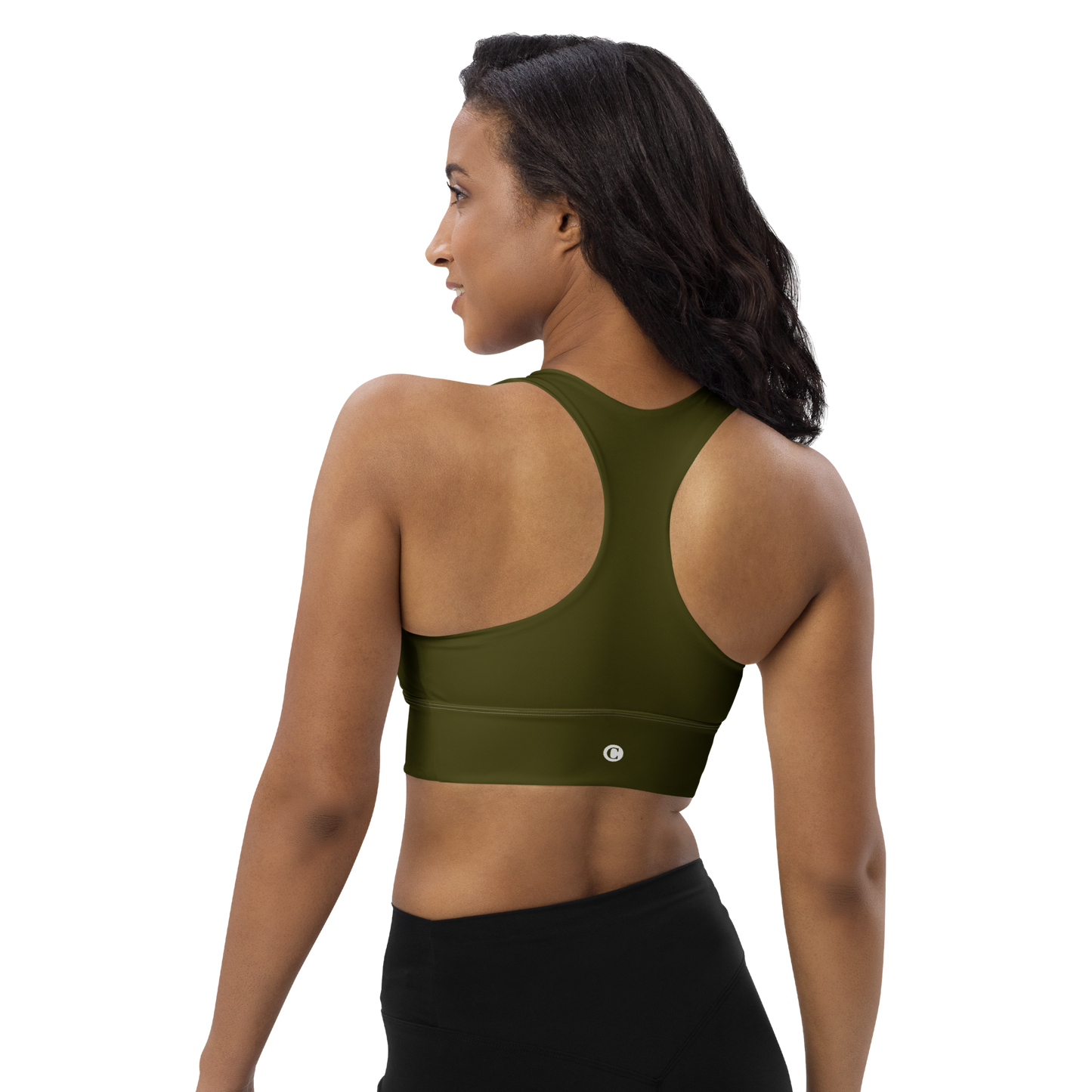 Michigan Upper Peninsula Longline Sports Bra (w/ UP Outline) | Military Green