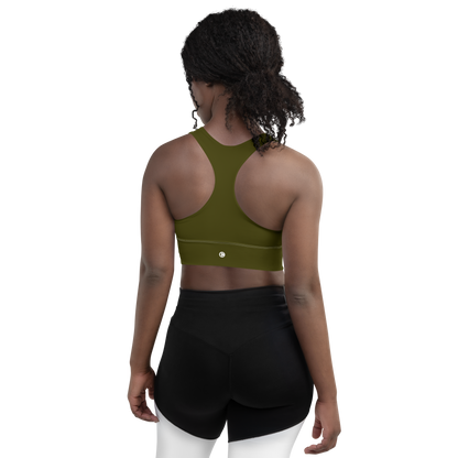 Michigan Upper Peninsula Longline Sports Bra (w/ UP Outline) | Military Green