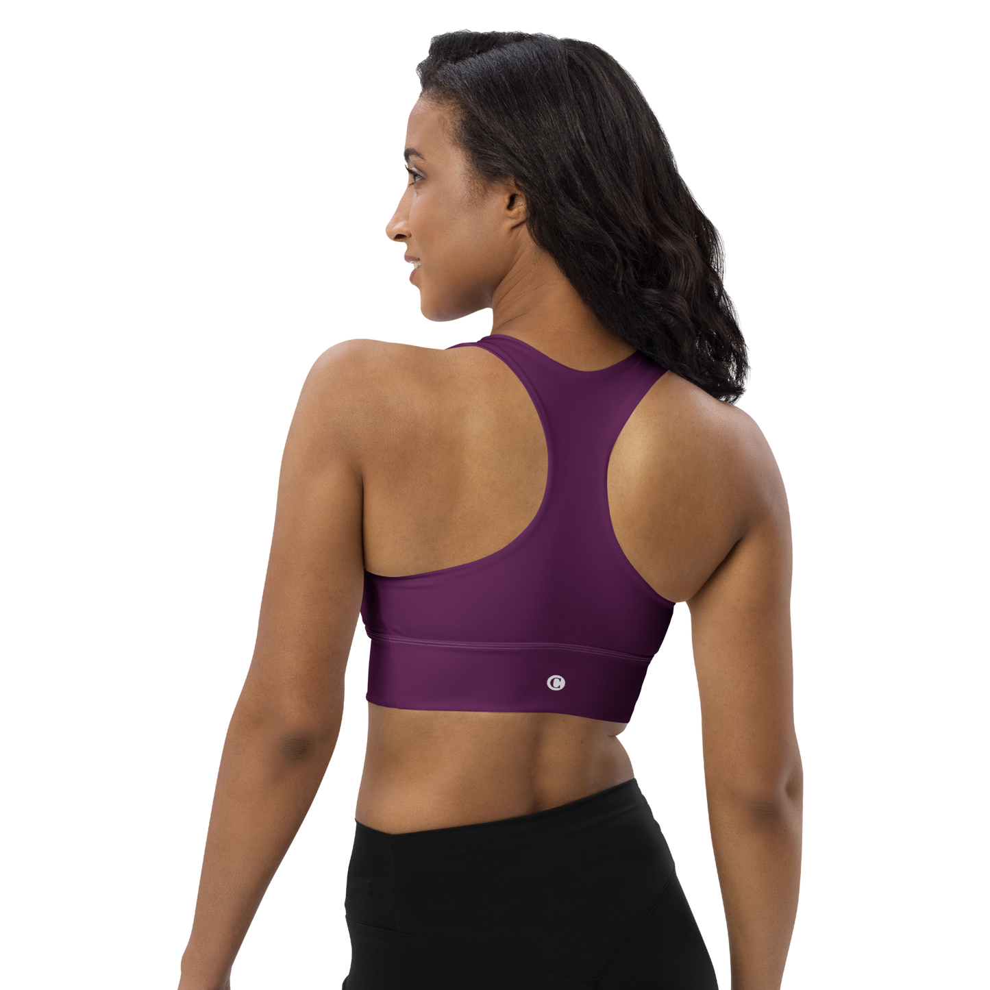 Michigan Upper Peninsula Longline Sports Bra (w/ UP Outline) | Tyrian Purple