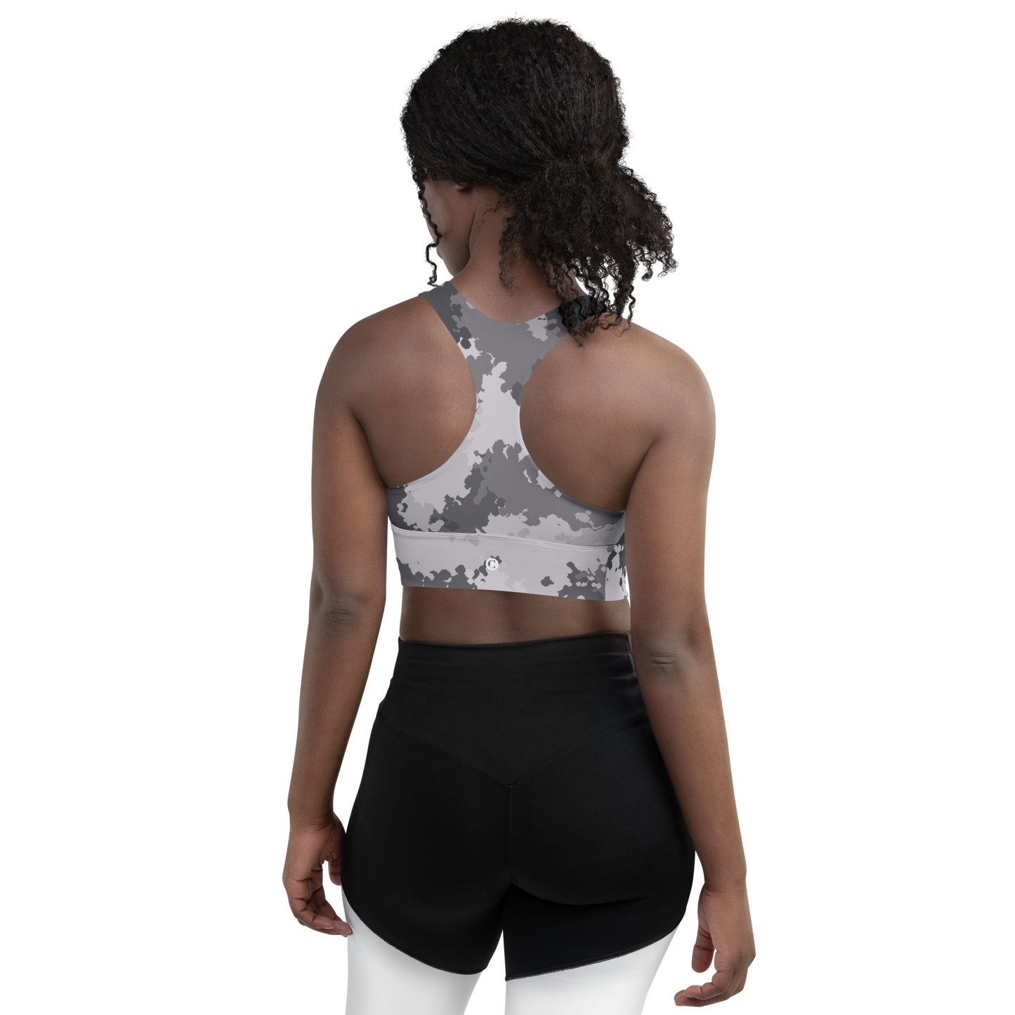 Michigan Upper Peninsula Longline Sports Bra (w/ UP Outline) | Iron Ore Grey