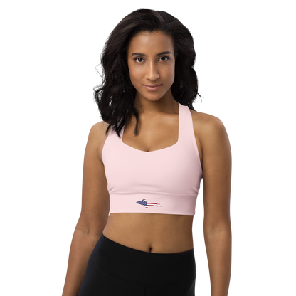 Michigan Upper Peninsula Longline Sports Bra (w/ UP USA Flag) | Pale Pink