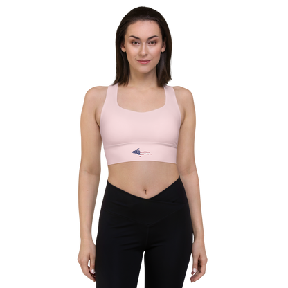 Michigan Upper Peninsula Longline Sports Bra (w/ UP USA Flag) | Pale Pink