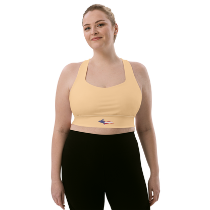 Michigan Upper Peninsula Longline Sports Bra (w/ UP USA Flag) | Pale Apricot