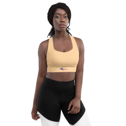 Michigan Upper Peninsula Longline Sports Bra (w/ UP USA Flag) | Pale Apricot