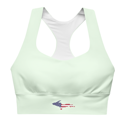 Michigan Upper Peninsula Longline Sports Bra (w/ UP USA Flag) | Dew Green