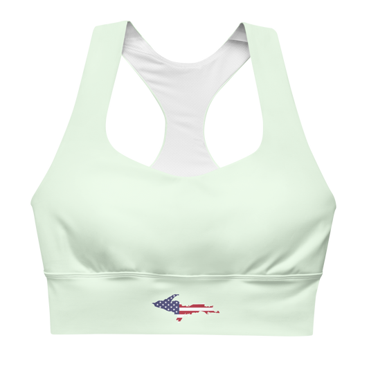 Michigan Upper Peninsula Longline Sports Bra (w/ UP USA Flag) | Dew Green