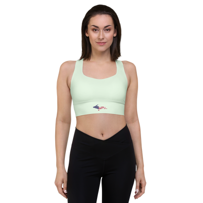 Michigan Upper Peninsula Longline Sports Bra (w/ UP USA Flag) | Dew Green