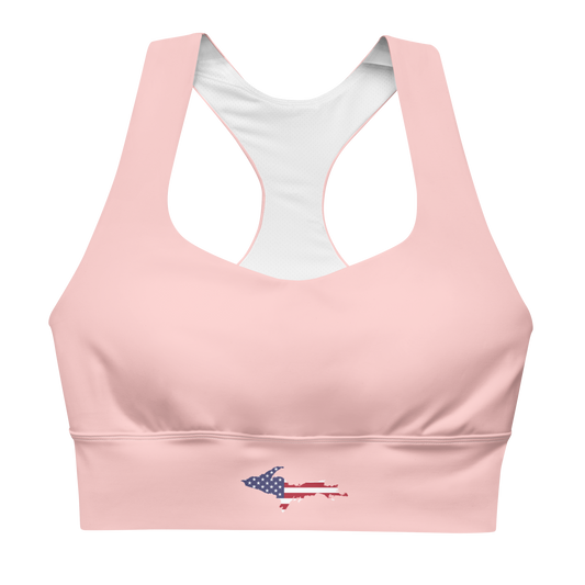 Michigan Upper Peninsula Longline Sports Bra (w/ UP USA Flag) | Cosmos Pink