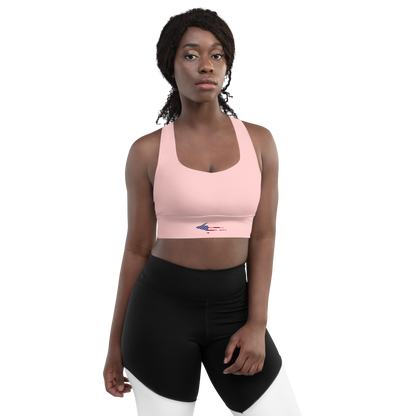 Michigan Upper Peninsula Longline Sports Bra (w/ UP USA Flag) | Cosmos Pink