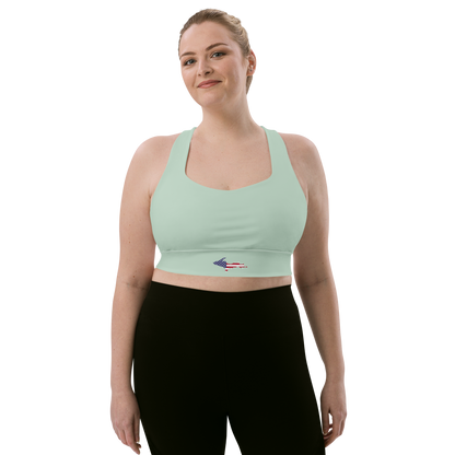 Michigan Upper Peninsula Longline Sports Bra (w/ UP USA Flag) | Sea Green