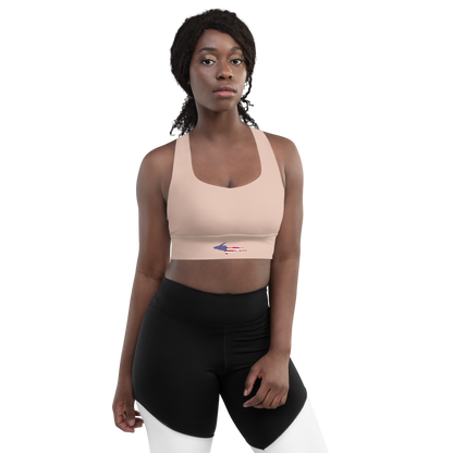 Michigan Upper Peninsula Longline Sports Bra (w/ UP USA Flag) | Rose Gold