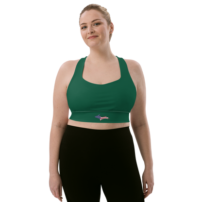 Michigan Upper Peninsula Longline Sports Bra (w/ UP USA Flag) | Superior Green