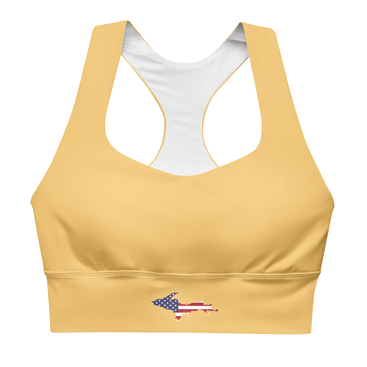 Michigan Upper Peninsula Longline Sports Bra (w/ UP USA Flag) | Citrine