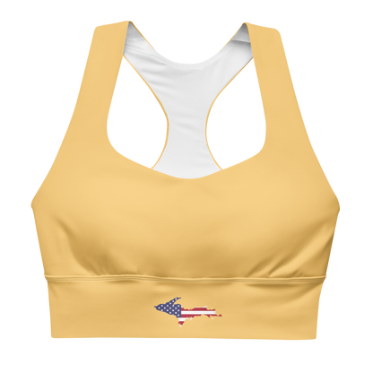 Michigan Upper Peninsula Longline Sports Bra (w/ UP USA Flag) | Citrine