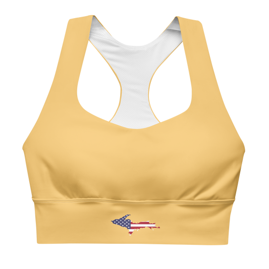 Michigan Upper Peninsula Longline Sports Bra (w/ UP USA Flag) | Citrine