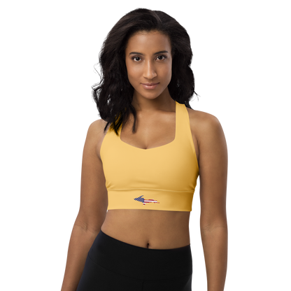 Michigan Upper Peninsula Longline Sports Bra (w/ UP USA Flag) | Citrine