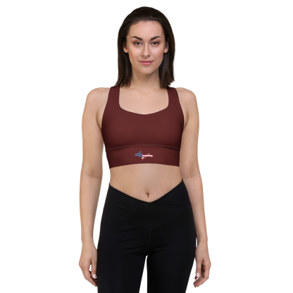 Michigan Upper Peninsula Longline Sports Bra (w/ UP USA Flag) | Cherrywood