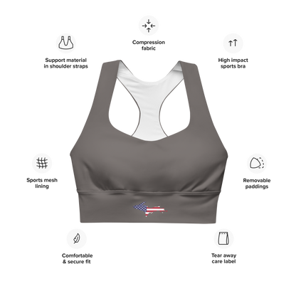 Michigan Upper Peninsula Longline Sports Bra (w/ UP USA Flag) | Warren Tank Grey