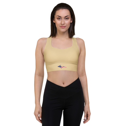 Michigan Upper Peninsula Longline Sports Bra (w/ UP USA Flag) | Maple Color