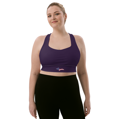 Michigan Upper Peninsula Longline Sports Bra (w/ UP USA Flag) | Blackcurrant