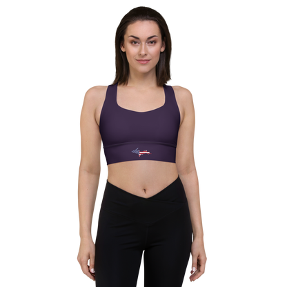 Michigan Upper Peninsula Longline Sports Bra (w/ UP USA Flag) | Blackcurrant