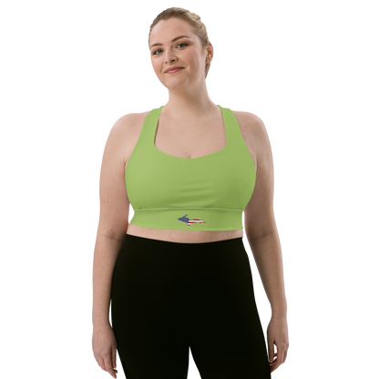 Michigan Upper Peninsula Longline Sports Bra (w/ UP USA Flag) | Gooseberry Green