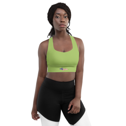 Michigan Upper Peninsula Longline Sports Bra (w/ UP USA Flag) | Gooseberry Green