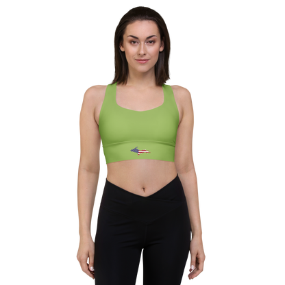 Michigan Upper Peninsula Longline Sports Bra (w/ UP USA Flag) | Gooseberry Green