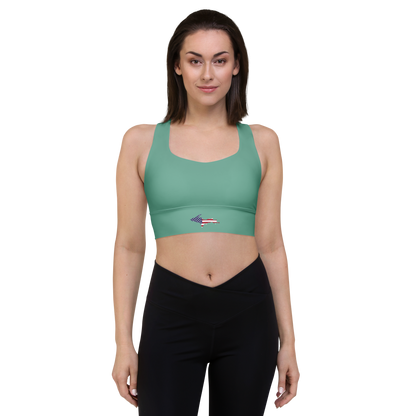 Michigan Upper Peninsula Longline Sports Bra (w/ UP USA Flag) | Tea Green