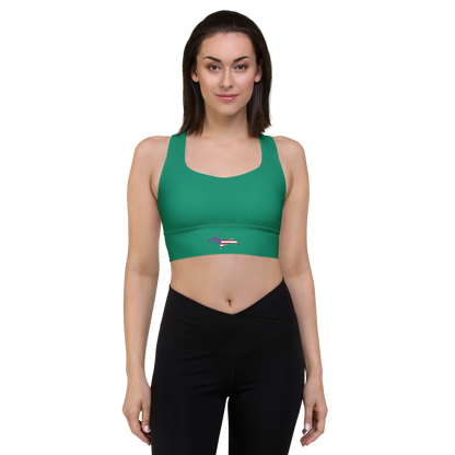 Michigan Upper Peninsula Longline Sports Bra (w/ UP USA Flag) | Emerald Green