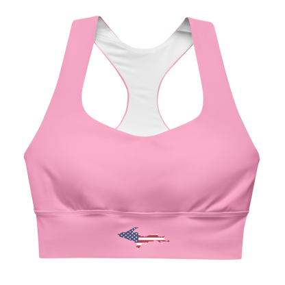 Michigan Upper Peninsula Longline Sports Bra (w/ UP USA Flag) | '67 Caddie Pink