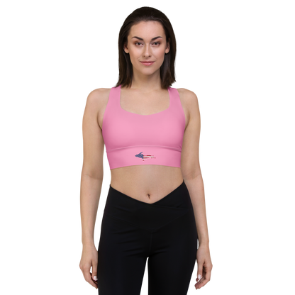 Michigan Upper Peninsula Longline Sports Bra (w/ UP USA Flag) | '67 Caddie Pink