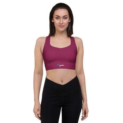 Michigan Upper Peninsula Longline Sports Bra (w/ UP USA Flag) | Ruby Red