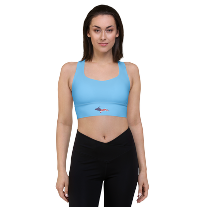 Michigan Upper Peninsula Longline Sports Bra (w/ UP USA Flag) | DTW Blue