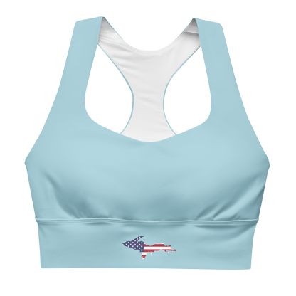 Michigan Upper Peninsula Longline Sports Bra (w/ UP USA Flag) | '58 Caddie Blue