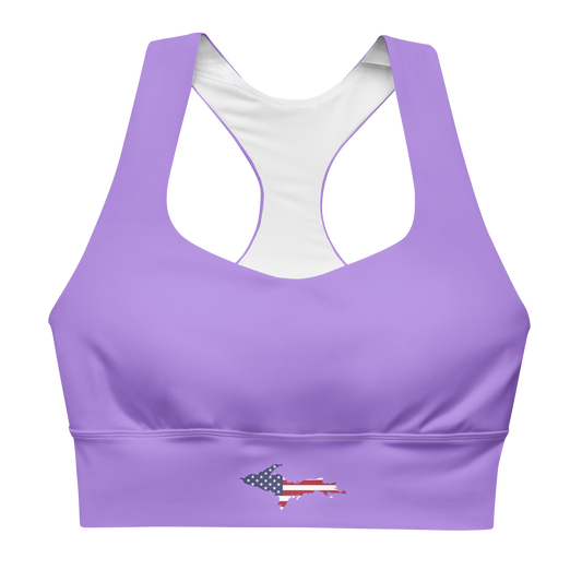 Michigan Upper Peninsula Longline Sports Bra (w/ UP USA Flag) | Lavander