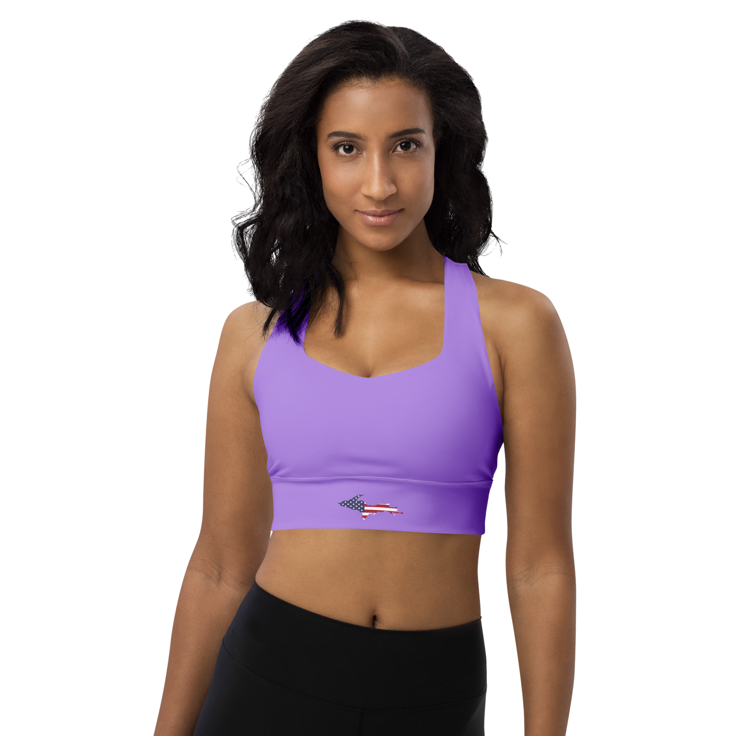 Michigan Upper Peninsula Longline Sports Bra (w/ UP USA Flag) | Lavander