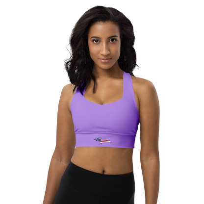 Michigan Upper Peninsula Longline Sports Bra (w/ UP USA Flag) | Lavander