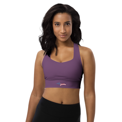 Michigan Upper Peninsula Longline Sports Bra (w/ UP USA Flag) | Plum