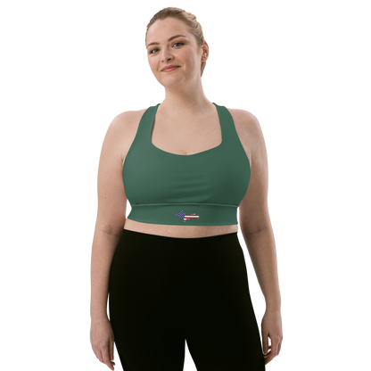 Michigan Upper Peninsula Longline Sports Bra (w/ UP USA Flag) | Ginger Ale Green