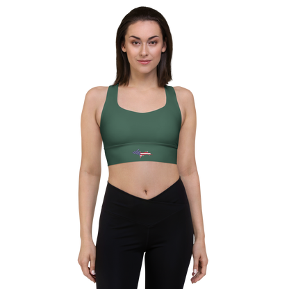 Michigan Upper Peninsula Longline Sports Bra (w/ UP USA Flag) | Ginger Ale Green