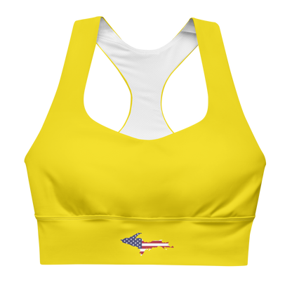 Michigan Upper Peninsula Longline Sports Bra (w/ UP USA Flag) | Gadsden Yellow