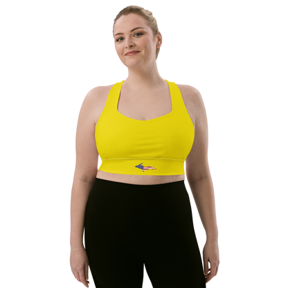 Michigan Upper Peninsula Longline Sports Bra (w/ UP USA Flag) | Gadsden Yellow