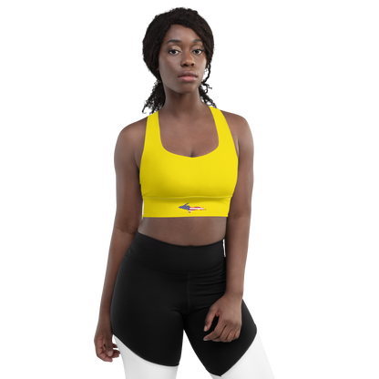 Michigan Upper Peninsula Longline Sports Bra (w/ UP USA Flag) | Gadsden Yellow