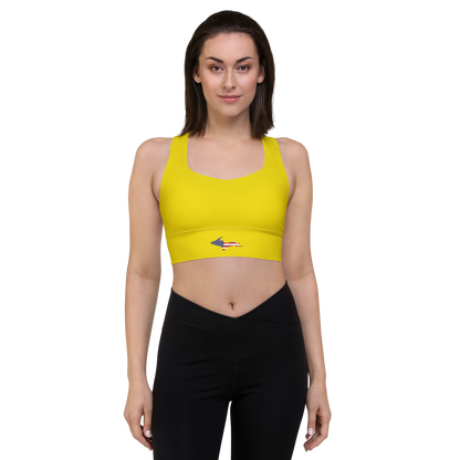 Michigan Upper Peninsula Longline Sports Bra (w/ UP USA Flag) | Gadsden Yellow