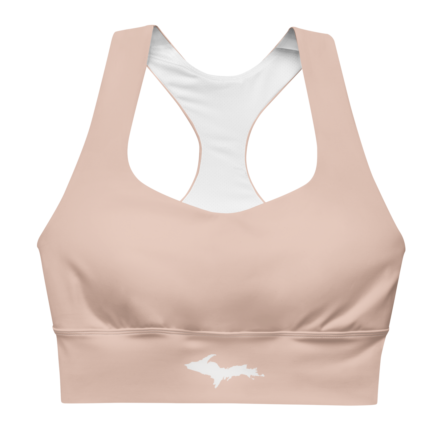 Michigan Upper Peninsula Longline Sports Bra (w/ UP Outline) | Rose Gold