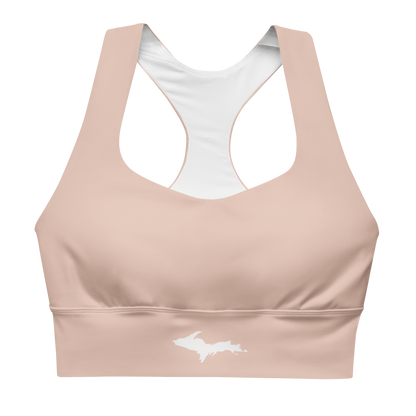 Michigan Upper Peninsula Longline Sports Bra (w/ UP Outline) | Rose Gold