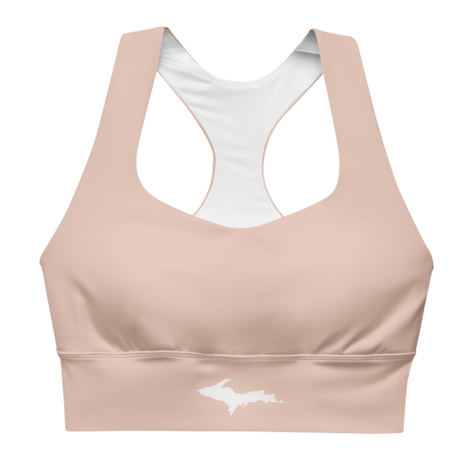 Michigan Upper Peninsula Longline Sports Bra (w/ UP Outline) | Rose Gold