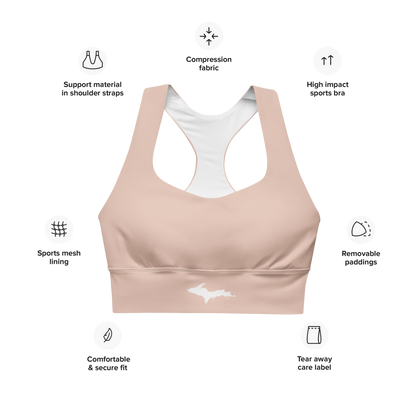 Michigan Upper Peninsula Longline Sports Bra (w/ UP Outline) | Rose Gold