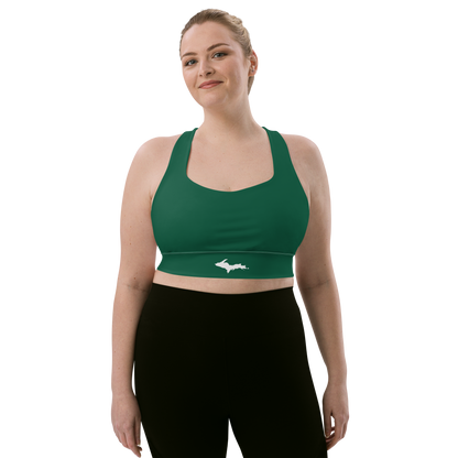 Michigan Upper Peninsula Longline Sports Bra (w/ UP Outline) | Superior Green